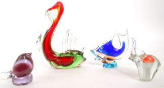 THREE VINTAGE MURANO GLASS ANIMAL FIGURES
