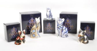 ROYAL CROWN DERBY - COLLECTION OF CAT PAPERWEIGHTS