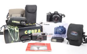 CANON EOS 100 W/ OLYMPUS TRIP 35 - TWO VINTAGE CAMERAS