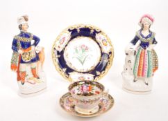 STAFFORDSHIRE - PAIR OF 19TH CENTURY CERAMIC MALE & FEMALE FIGURES