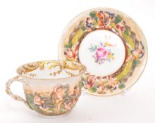 CAPODIMONTE - 19TH CENTURY TEACUP & SAUCER GARDEN OF EDEN