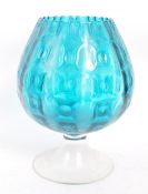 EMPOLI - LARGE MID CENTURY ITALIAN BLUE OPTICAL GLASS