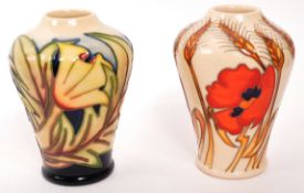MOORCROFT POTTERY - TWO CONTEMPORARY CERAMIC FLORAL VASES