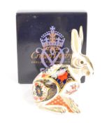 ROYAL CROWN DERBY - OLD IMARI HARE LIMITED EDITION PAPERWEIGHT