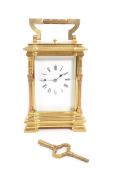 MID CENTURY LARGE BRASS CARRIAGE CLOCK
