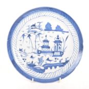 18TH CENTURY BLUE AND WHITE CIRCULAR PLATE