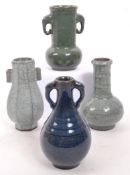 COLLECTION OF CHINESE CRACKLE GLAZE VASES