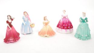 ROYAL DOULTON / COALPORT - COLLECTION OF FIVE LADY FIGURES
