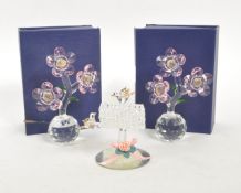 PAIR OF CRYSTAL GLASS FLOWER BY BALMORAL CRYSTAL