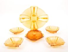 COLLECTION OF 20TH CENTURY ART DECO AMBER GLASS ITEMS