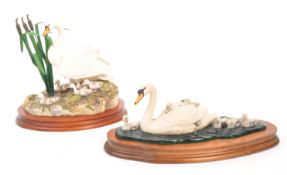 BORDER FINE ARTS - TWO SWAN SCULPTURES / FIGURES