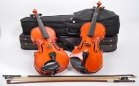 CASED VALENTINO VIOLIN & BOW T/W SHIMRO VIOLIN & BOW