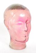20TH CENTURY PRESSED PURPLE GLASS BUST HEAD