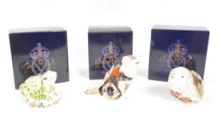 ROYAL CROWN DERBY - THREE PAPERWEIGHTS INCL. IMARI BEAVER