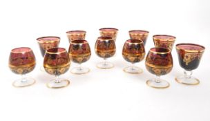 COLLECTION OF 20TH CENTURY VENETIAN AMETHYST & GILT GLASSES