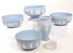 WEDGWOOD - COLLECTION OF JASPERWARE BLUE & WHITE ITEMS