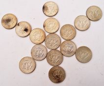 FIFTEEN POST-1965 USA KENNEDY HALF DOLLAR COINS
