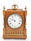 EDWARDIAN WALNUT MANTEL CLOCK WITH BRASS DETAILING