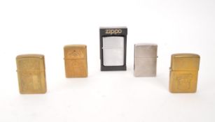 FIVE 20TH CENTURY ZIPPO LIGHTERS