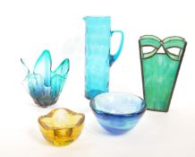 COLLECTION OF 20TH CENTURY BLUE GLASS ITEMS