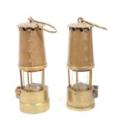 ECCLES - TWO BRASS VINTAGE 20TH CENTURY SAFETY MINERS' LMAPS