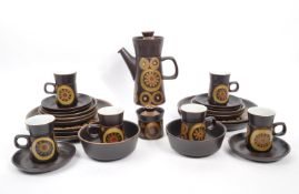 DENBY - MID CENTURY RETRO ARABESQUE PATTERN COFFEE SERVICE