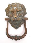 19TH CENTURY ' LION MASK ' BRONZE DOOR KNOCKER