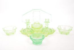 ART DECO GREEN GLASS ART DECO VANITY SETS