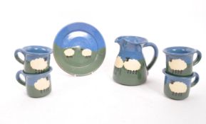 20TH CENTURY CERAMIC STUDIO POTTERY JUG AND CUPS