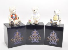 ROYAL CROWN DERBY - THREE LIMITED EDITION TEDDY BEARS