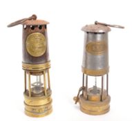 TWO VINTAGE 20TH CENTURY BRASS SAFETY MINERS' LAMPS