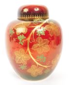 CARLTON WARE - MID CENTURY ROUGE ROYALE LIDDED GINGER JAR