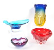 COLLECTION OF FOUR MID CENTURY STUDIO GLASS ITEMS