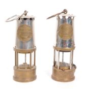 ECCLES - TWO BRASS METAL VINTAGE 20TH CENTURY SAFETY MINERS' LAMPS
