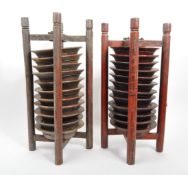 PAIR OF CHINESE PLATE STACKING CADDY RACKS