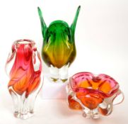THREE PEICES MID CENTURY CZECH CHRIBSKA HOPODSKA VASES