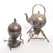 19TH CENTURY SILVER PLATE TEAPOT W/ EGG CODDLER