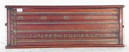 EARLY 20TH CENTURY MAHOGANY BRASS SNOOKER SCORE BOARD