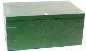 EARLY 20TH CENTURY GREEN CAMPAIGN STYLE CHEST