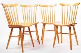 ERCOL MANNER - FOUR RETRO STICK BACK DINING CHAIRS