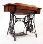 SINGER - VICTORIAN OAK SEWING TABLE WITH INSET MACHINE