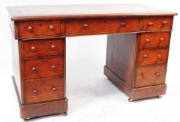 VICTORIAN OAK TWIN PEDESTAL WRITING DESK