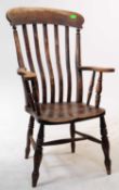 VICTORIAN 19TH CENTURY BEECH & ELM WINDSOR ARMCHAIR