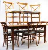 20TH CENTURY DINING TABLE & EIGHT CROSS BAND CHAIRS