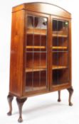 1930S OAK LEADED GLASS DISPLAY CABINET