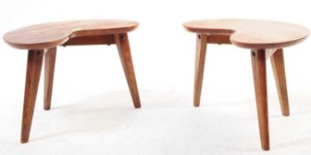 PAIR OF RETRO MID 20TH CENTURY TEAK KIDNEY OCCASIONAL TABLES