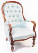 VICTORIAN MAHOGANY BUTTONBACK ARMCHAIR