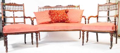 19TH CENTURY VICTORIAN MAHOGANY SUITE WITH WINDOW SOFA