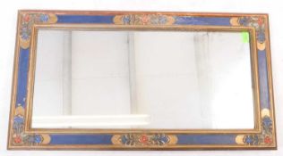 20TH CENTURY DECORATIVE OVERMANTEL BLUE FRAME MIRROR