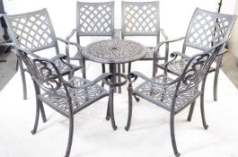 CONTEMPORARY SET OF SIX GARDEN CHAIRS & TABLE